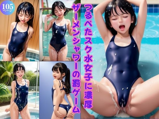 つるぺたスク水女子に濃厚ザーメンシャワーの罰ゲーム