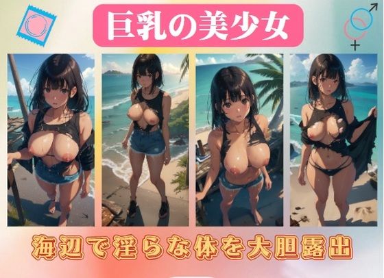 巨乳の美少女〜海辺で淫らな体を大胆露出